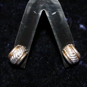 Two toned semi circle clip on earrings